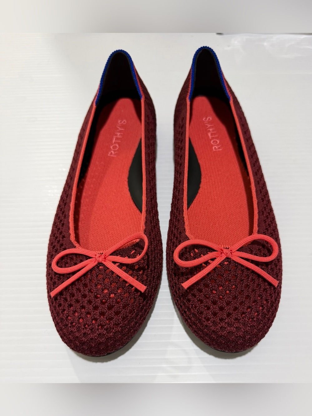 Rothy's Women's The Ballet Flat With Bows in Berry Mesh, Size 8.5